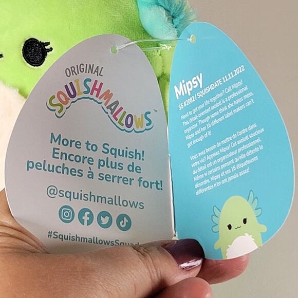 Squishmallows Mipsy Plush 5" Green With Fuzzy Belly 2023 Kellytoy Jazwares - Picture 7 of 13